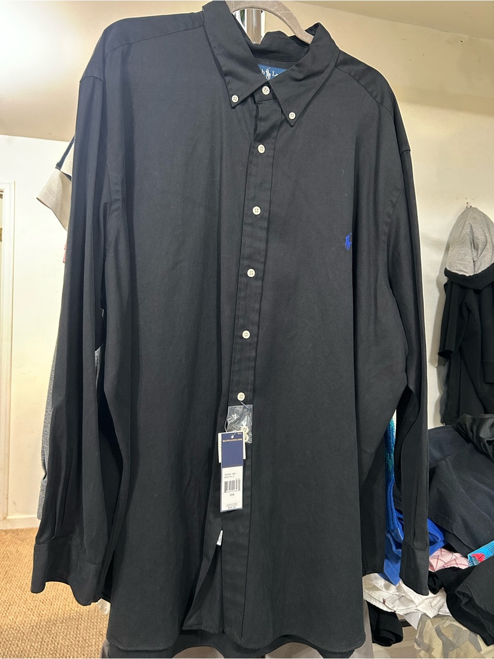 Men’s “Ralph Lauren” Black Button-Down Shirt - Classic Long Sleeve (3XL)